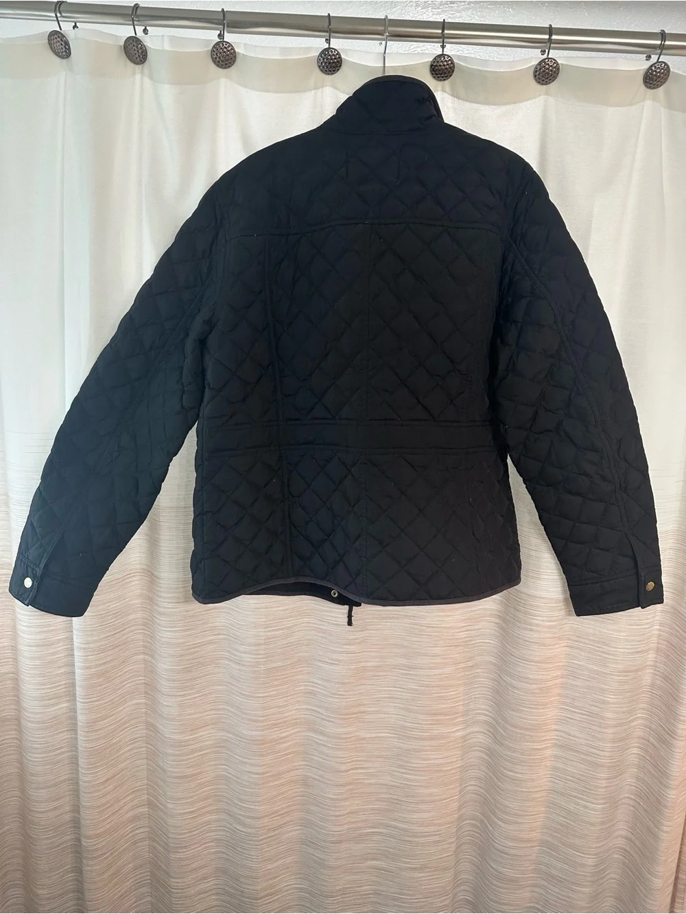 J. Crew Black Quilted Lightweight Jacket with Snap Pockets